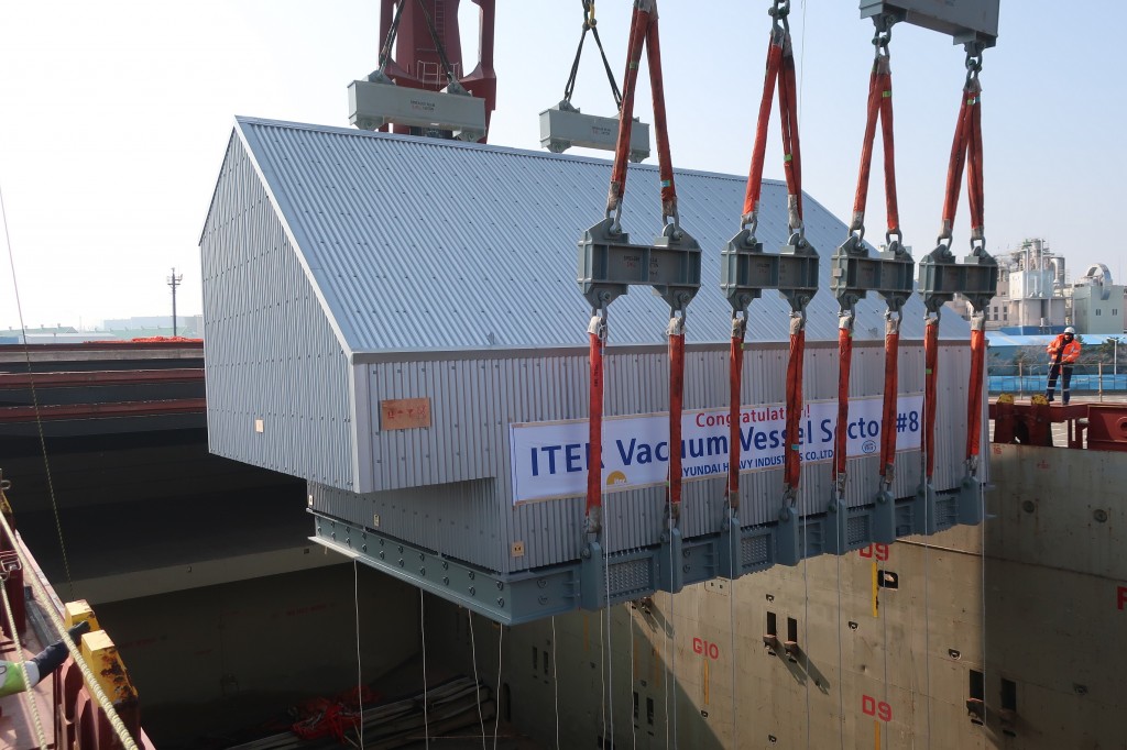 Vacuum vessel sector ships from Korea